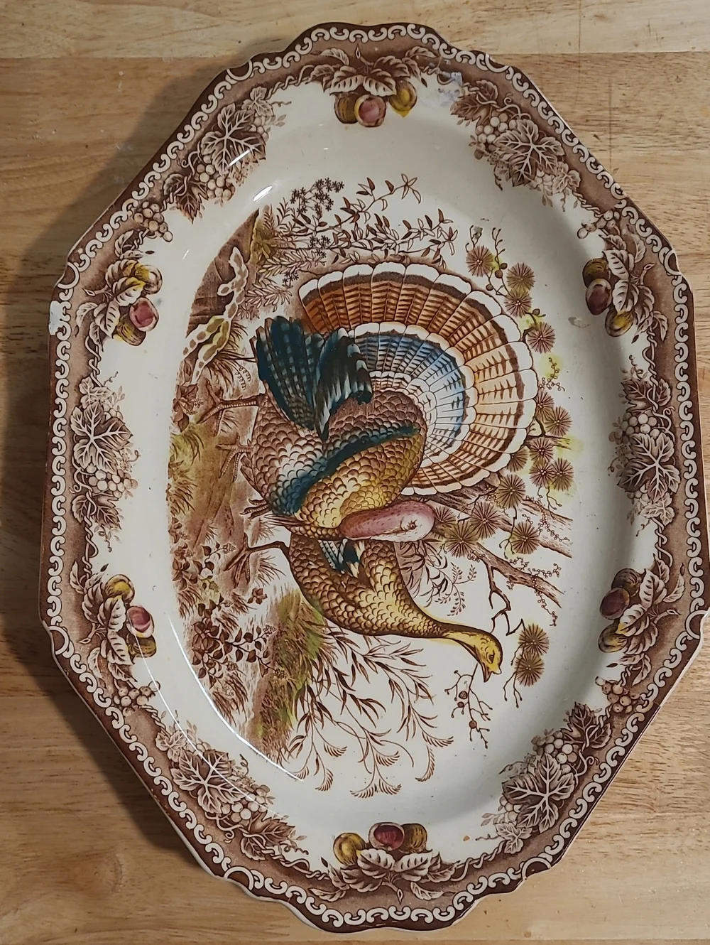 Decorative Turkey Ceramic Serving Platter - Brown & Multicolor